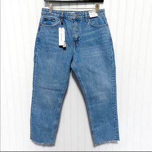 TOPSHOP Bleach Raw Hem Denim Straight Leg Jeans